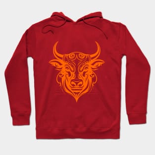 Orange taurus bull tribal design Hoodie